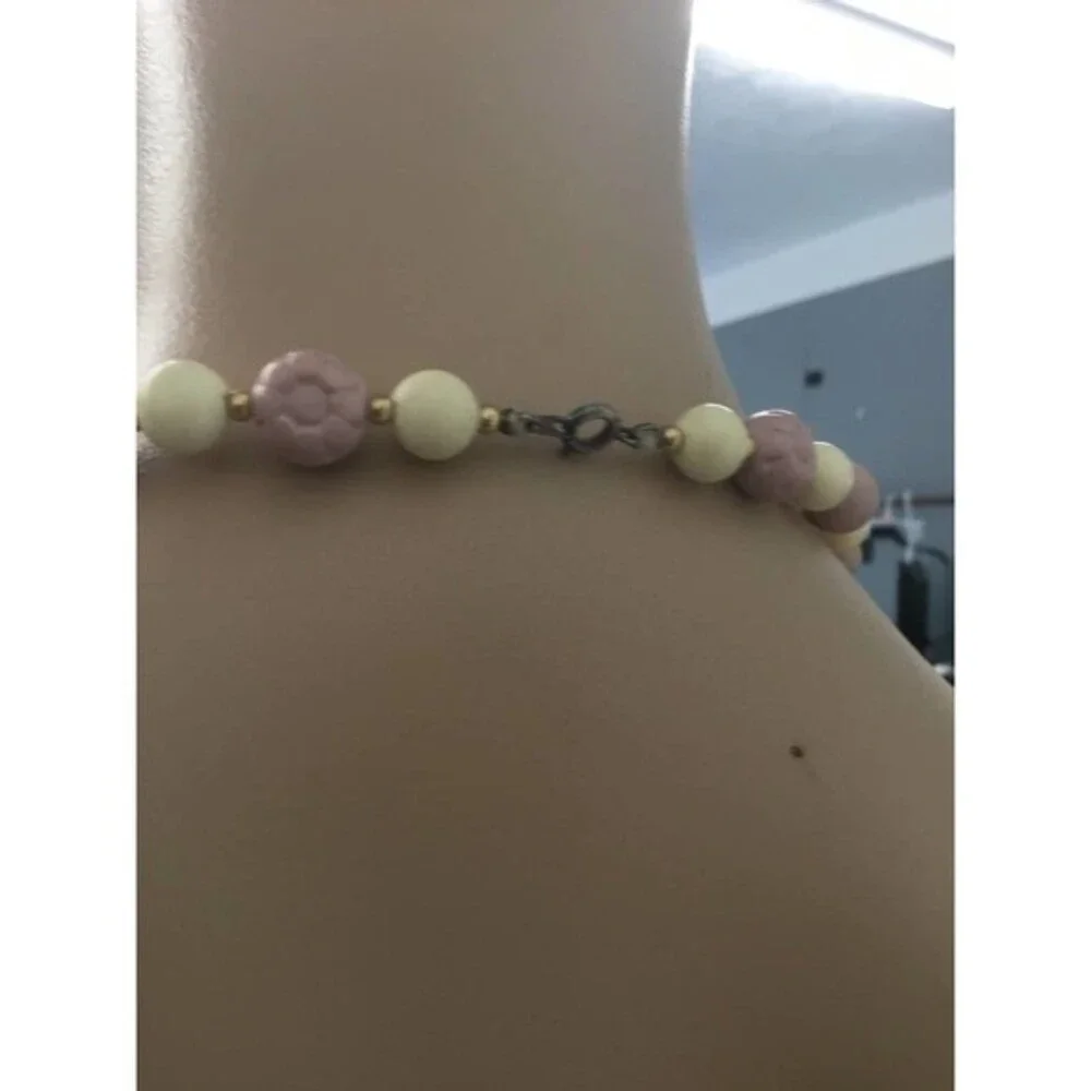 Vintage Pink and Ivory Bead Necklace